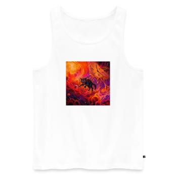 Cosmic Black Cat and Melted Clock - Men's Premium Organic Tank Top - white - Front - Michal (187cm)