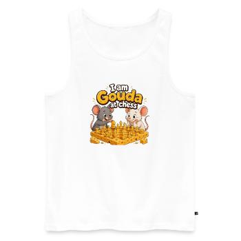 Gouda At Chess - Funny Mice Chess Players - Men's Premium Organic Tank Top - white - Front - Michal (187cm)