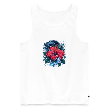Hibiscus Storm Wave - Men's Premium Organic Tank Top - white - Front - Michal (187cm)