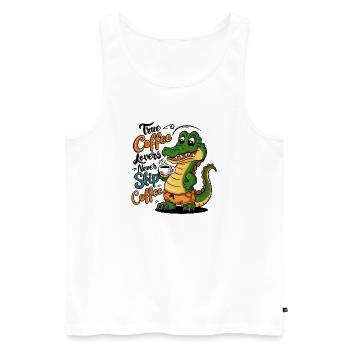 Coffee Crocodile Cartoon Saying - Men's Premium Organic Tank Top - white - Front - Michal (187cm)