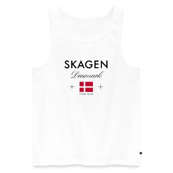 Skagen, Denmark, coordinates, travel, souvenir - Men's Premium Organic Tank Top - white - Front - Michal (187cm)