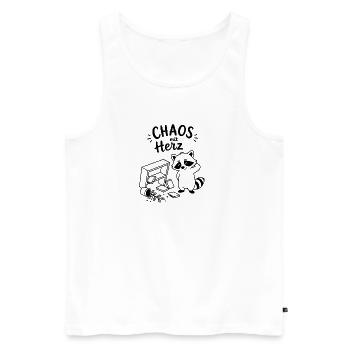 Chaos mit Herz - Männer Premium Bio Tank Top - Weiß - Vorne - Michal (187cm)