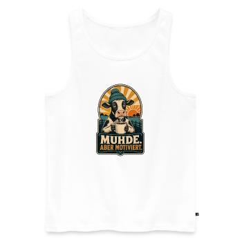 Muhde Aber Motiviert Kuh Shirt - Männer Premium Bio Tank Top - Weiß - Vorne - Michal (187cm)