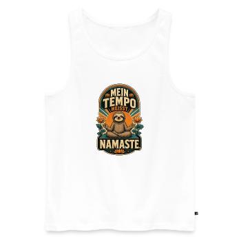 Faultier Mein Tempo Heißt Namaste Shirt - Männer Premium Bio Tank Top - Weiß - Vorne - Michal (187cm)