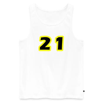 21 Zahl symbol - Männer Premium Bio Tank Top - Weiß - Vorne - Michal (187cm)