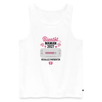 Bientôt Maman 2027 Gamer Annonce Grossesse - Débardeur bio Premium Homme - blanc - Devant - Michal (187cm)