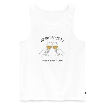 T-shirt Vin | Idée de cadeau de la Société Apéro - Débardeur bio Premium Homme - blanc - Devant - Michal (187cm)