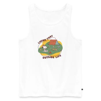 Peanuts Camping Vivre La Vie En Plein Air - Débardeur bio Premium Homme - blanc - Devant - Michal (187cm)