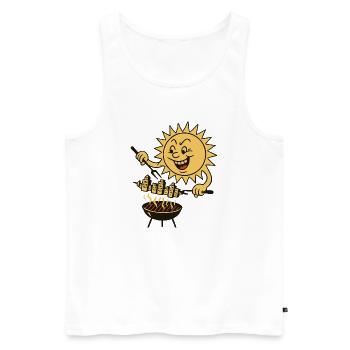 Sun Griller City Heat Wave - Men's Premium Organic Tank Top - white - Front - Michal (187cm)