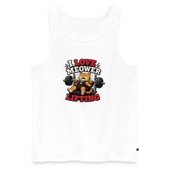 Gym Cat Weightlifting - Funny Bench Press - Men's Premium Organic Tank Top - white - Front - Michal (187cm)