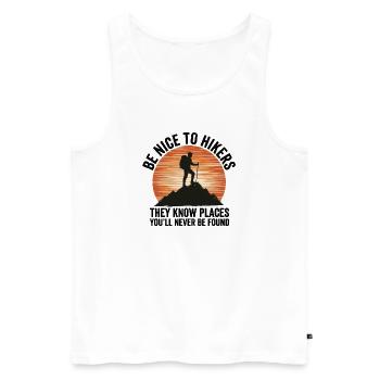 Hiking - Outdoor Adventure - Be Nice to Hikers - Men's Premium Organic Tank Top - white - Front - Michal (187cm)