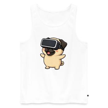 Cute Pug in Virtual Reality Gamer Cartoon - Men's Premium Organic Tank Top - white - Front - Michal (187cm)