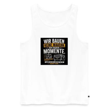 Wir bauen Momente – Veranstaltungs Technik - Männer Premium Bio Tank Top - Weiß - Vorne - Michal (187cm)