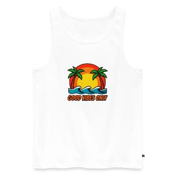 Vibes Palm Sunset - Débardeur bio Premium Homme - blanc - Devant - Michal (187cm)