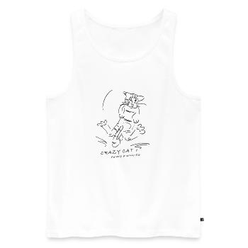 crazy cat - crazy 5 minutes for Helles - Men's Premium Organic Tank Top - white - Front - Michal (187cm)