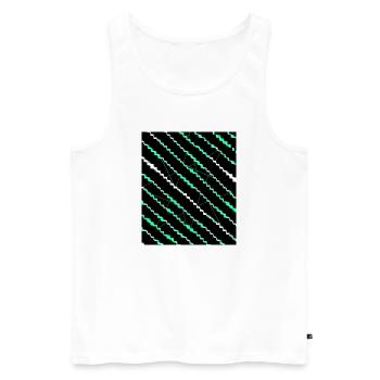 Motif de rayures en zigzag néon - Débardeur bio Premium Homme - blanc - Devant - Michal (187cm)
