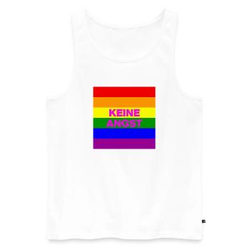 KEINE ANGST VOR FASCHISTEN, NO NZS, NIE WIEDER - Männer Premium Bio Tank Top - Weiß - Vorne - Michal (187cm)