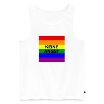 KEINE ANGST VOR FASCHISTEN, NO NZS, NIE WIEDER - Männer Premium Bio Tank Top - Weiß - Vorne - Michal (187cm)