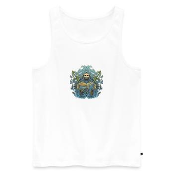 Dessin du trident du dieu de la mer Poséidon - Débardeur bio Premium Homme - blanc - Devant - Michal (187cm)