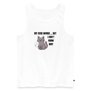 My Code Works - Funny Programmer Cat - Men's Premium Organic Tank Top - white - Front - Michal (187cm)