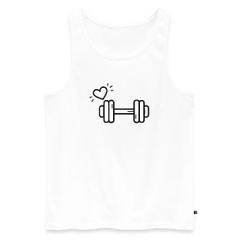 Passion Fitness Heart Dumbbell T-shirt - Men's Premium Organic Tank Top - white - Front - Michal (187cm)
