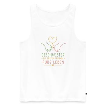 Geschwister Die Ersten Freunde - Männer Premium Bio Tank Top - Weiß - Vorne - Michal (187cm)