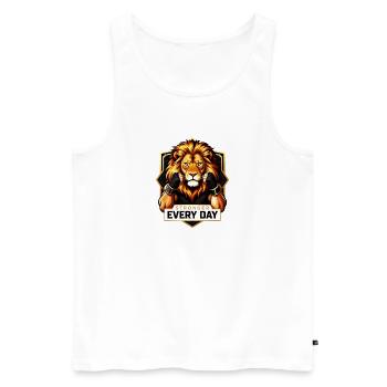 Puissance du Lion : Plus forte chaque jour - Débardeur bio Premium Homme - blanc - Devant - Michal (187cm)