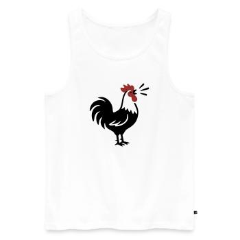 Logo de la ferme Rooster Crows - Débardeur bio Premium Homme - blanc - Devant - Michal (187cm)