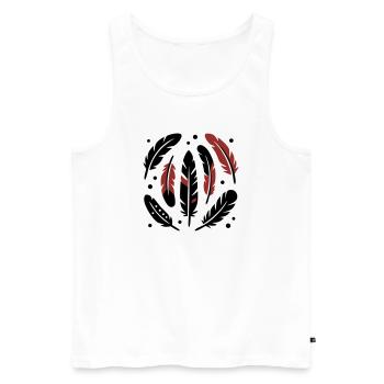 Bird Feathers Circle Logo - Men's Premium Organic Tank Top - white - Front - Michal (187cm)
