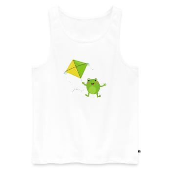 Green frog flies a kite – Fu - Men's Premium Organic Tank Top - white - Front - Michal (187cm)