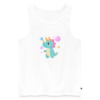 Dinosaures de bande dessinée jouant avec des bulles de savon – Mignon - Débardeur bio Premium Homme - blanc - Devant - Michal (187cm)