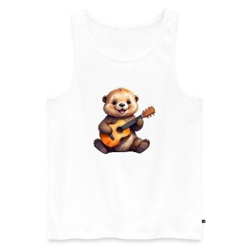 Little cartoon otter playing the guitar – Cool - Men's Premium Organic Tank Top - white - Front - Michal (187cm)