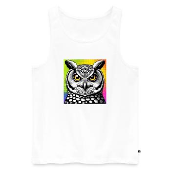 Eule - Männer Premium Bio Tank Top - Weiß - Vorne - Michal (187cm)