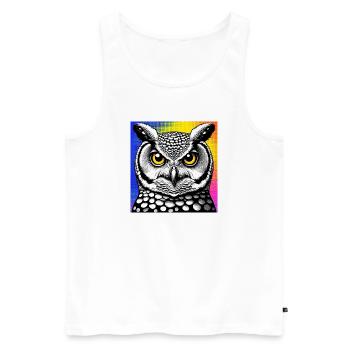 Eule - Männer Premium Bio Tank Top - Weiß - Vorne - Michal (187cm)