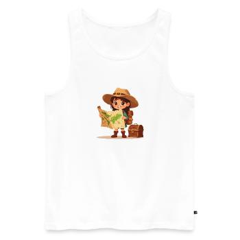 Little comic book explorer with treasure map and chest - Men's Premium Organic Tank Top - white - Front - Michal (187cm)