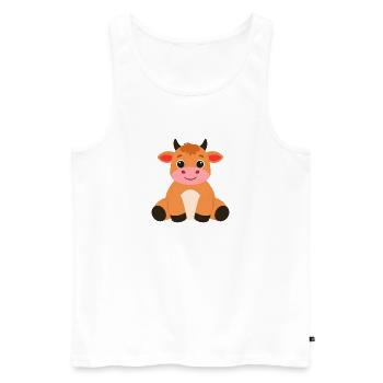 Seated Highland Cow – Cozy Comic Design - Men's Premium Organic Tank Top - white - Front - Michal (187cm)