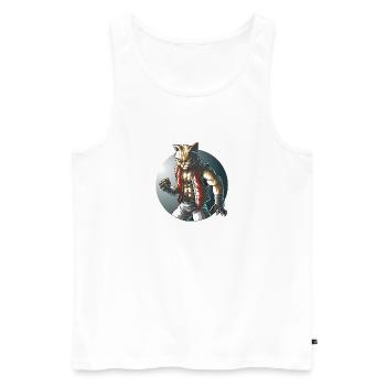 Fighting Cat Martial Arts Anime Design - Débardeur bio Premium Homme - blanc - Devant - Michal (187cm)