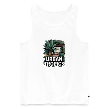 Urban Tropics Tropical Garden - Men's Premium Organic Tank Top - white - Front - Michal (187cm)