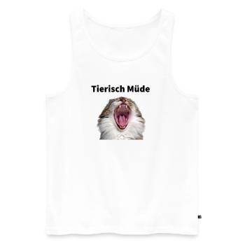 Tierisch Müde - Gähnende Katze Shirt - Männer Premium Bio Tank Top - Weiß - Vorne - Michal (187cm)