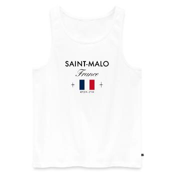 Saint Malo Frankreich Koordinaten Reise Souvenir - Männer Premium Bio Tank Top - Weiß - Vorne - Michal (187cm)