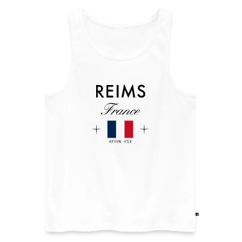 Reims Frankreich Koordinaten Reise Souvenir - Männer Premium Bio Tank Top - Weiß - Vorne - Michal (187cm)