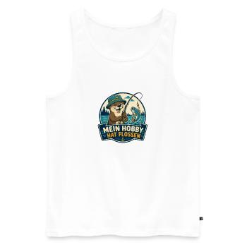 Mein Hobby hat Flossen – Angel-Otter - Männer Premium Bio Tank Top - Weiß - Vorne - Michal (187cm)