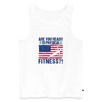 Fitness Fanatics Ready Physical Fitness - Men's Premium Organic Tank Top - white - Front - Michal (187cm)