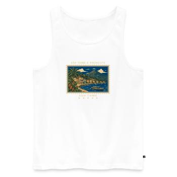 São Tomé und Príncipe São Tomé Vintage Reisemarke - Männer Premium Bio Tank Top - Weiß - Vorne - Michal (187cm)