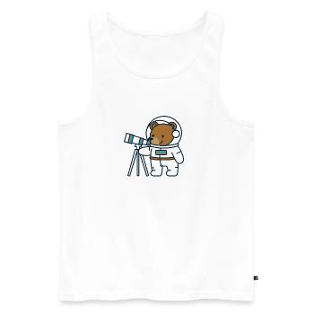 Astronaut bear at the telescope - Men's Premium Organic Tank Top - white - Front - Michal (187cm)