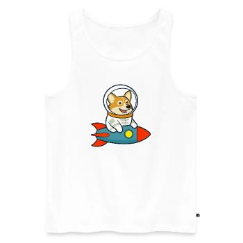 Corgi space on rocket - Men's Premium Organic Tank Top - white - Front - Michal (187cm)
