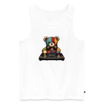 Patchbear DJ Patchwork - Men's Premium Organic Tank Top - white - Front - Michal (187cm)