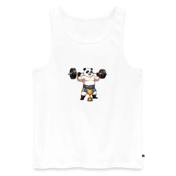 Panda Powerlifting Champion - Men's Premium Organic Tank Top - white - Front - Michal (187cm)