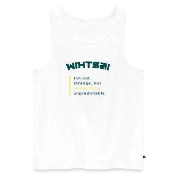 WIHTSAI | Merveilleusement imprévisible - Débardeur bio Premium Homme - blanc - Devant - Michal (187cm)