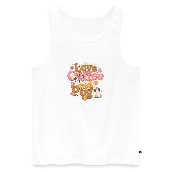 Love Coffee and Pugs - Pug Owner Gift - Men's Premium Organic Tank Top - white - Front - Michal (187cm)